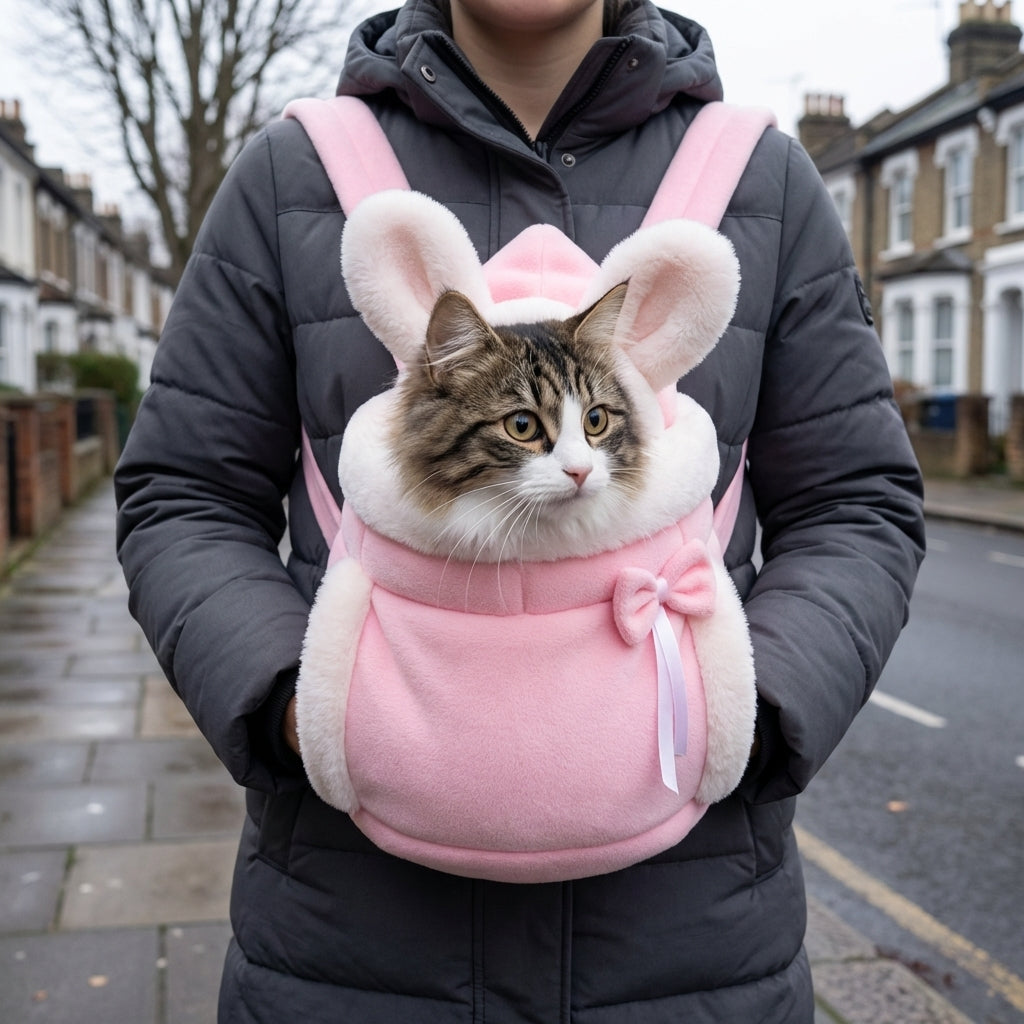 Fleece-Lined Cat Carrier Bag | Front & Back Wear | Velvet
