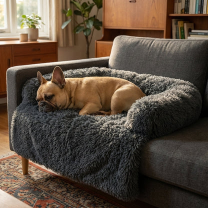 Fluffy Long-Pile Sofa Cover for Dogs & Cats | Raised Edges | S / M / L