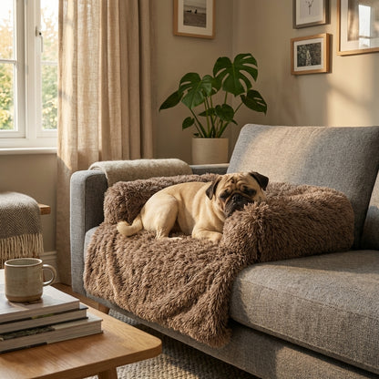 Fluffy Long-Pile Sofa Cover for Dogs & Cats | Raised Edges | S / M / L