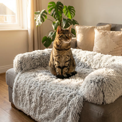 Fluffy Long-Pile Sofa Cover for Dogs & Cats | Raised Edges | S / M / L