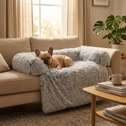 Fluffy Long-Pile Sofa Cover for Dogs & Cats | Raised Edges | S / M / L