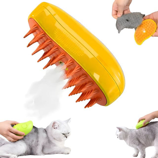 Steamy Cat Grooming Brush | Tangle-Free & Shedding Reduction | Steam-Enhanced | Gentle Massage Effect