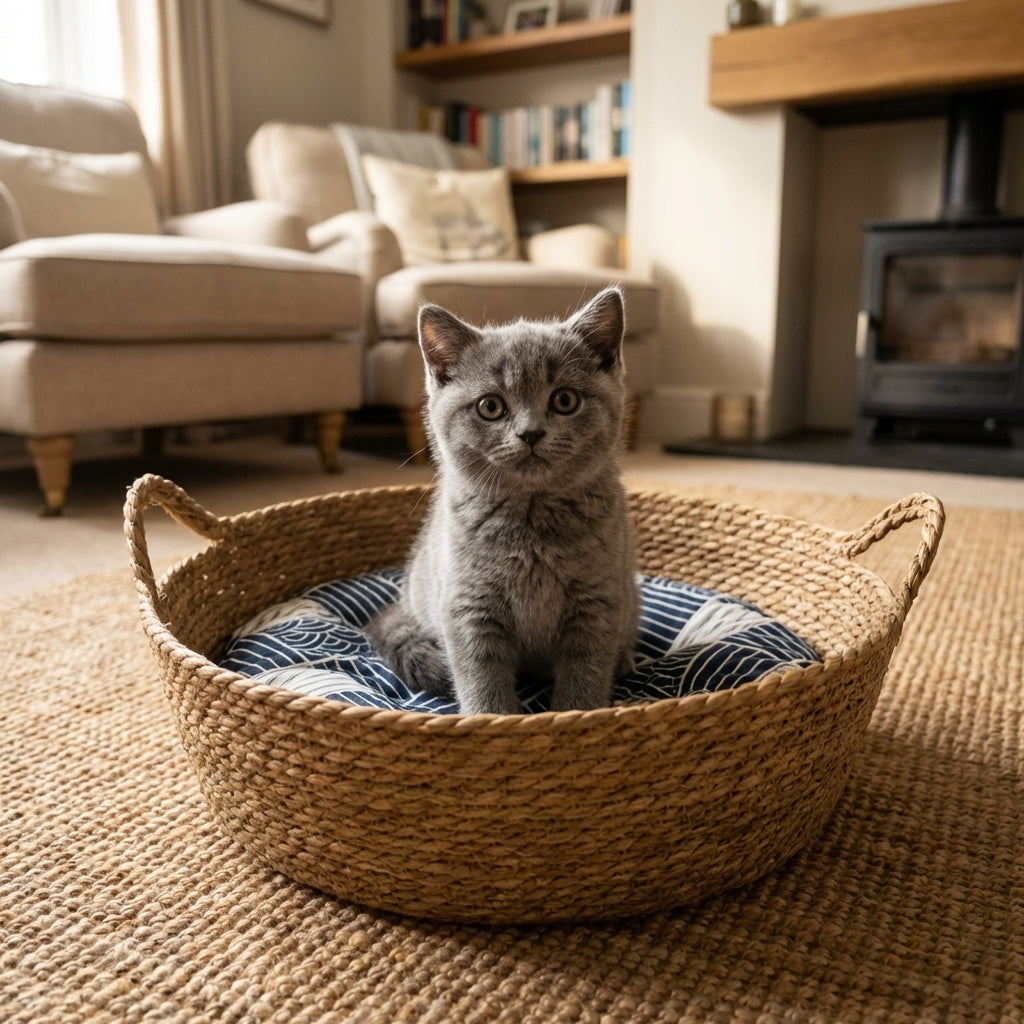 Hand-Woven Cattail Cat Basket Bed | Natural Material | 35 / 42 / 48 cm