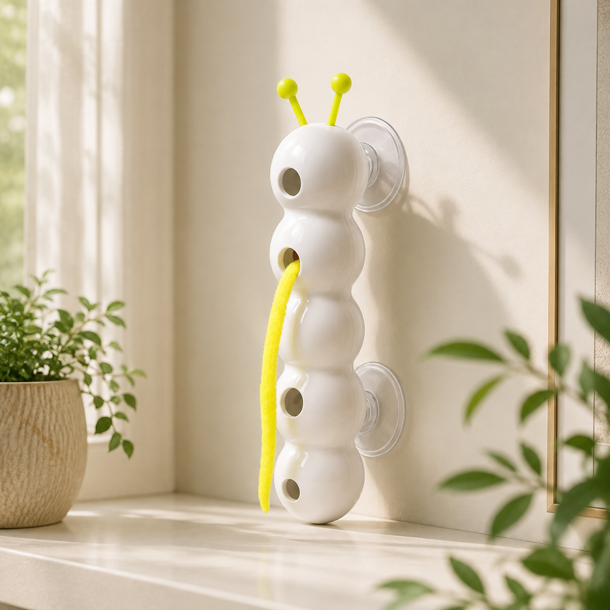 Window Cat Toy with Moving Tail | Suction Cup Mount, 15.7 in Tall