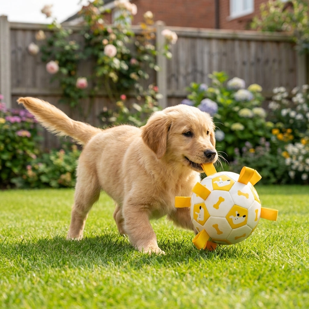 Interactive Dog Ball with Pull Straps | Fetch & Tug Toy | 15cm / 19cm