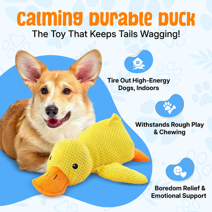 Durable Duck Dog Toy | Anxiety-Relief & Chew-Resistant | Squeaky Plush | Boredom Relief for All Breeds