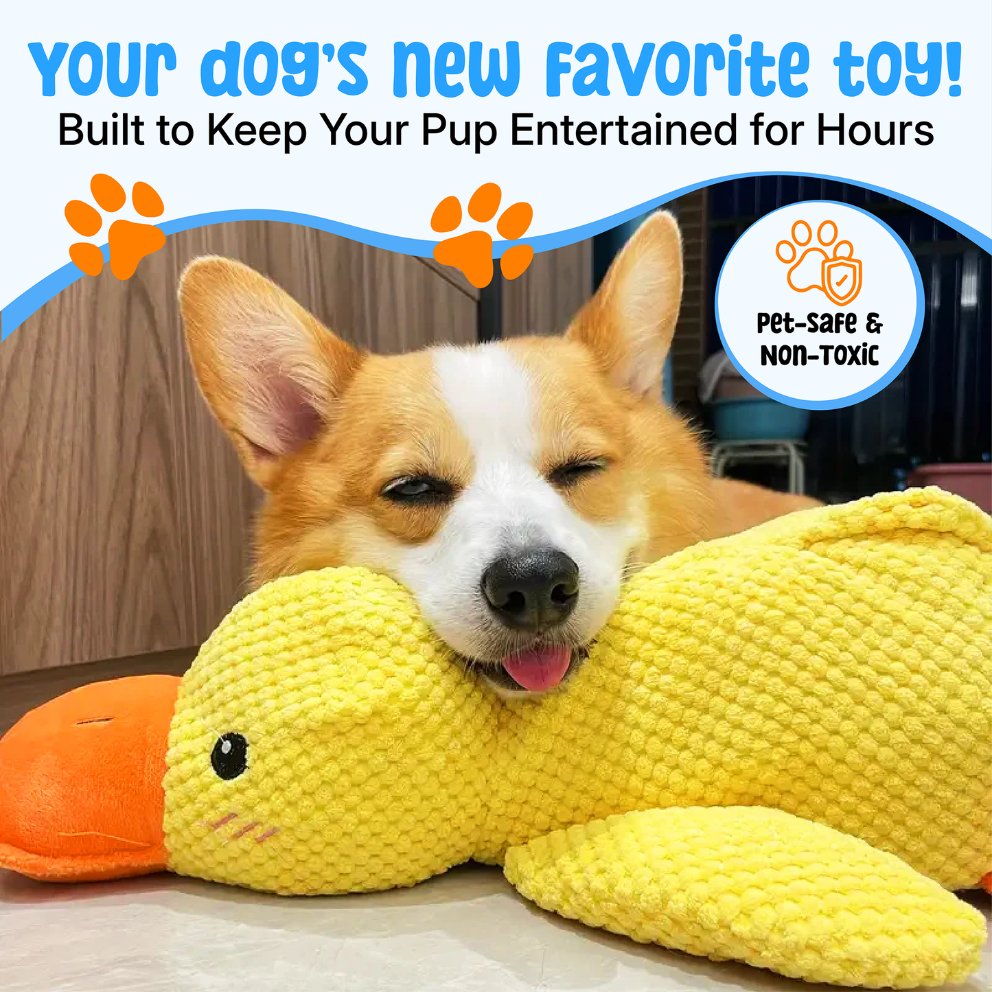 Durable Duck Dog Toy | Anxiety-Relief & Chew-Resistant | Squeaky Plush | Boredom Relief for All Breeds