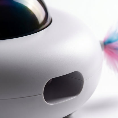Interactive Robot Cat Toy with Feather & LED Light | Paw-Activated