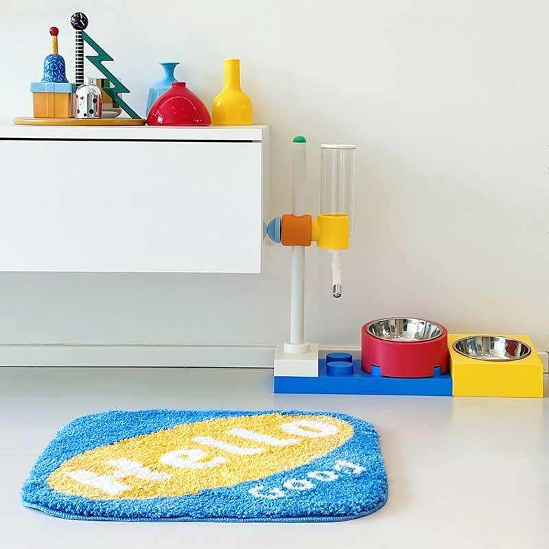 Building Block Cat Bowl Set | 15° Tilted Holders, Steel or Ceramic Bowls