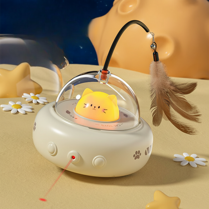 Automatic Laser Cat Toy with Feather | Rolling UFO Design, 2 Colors