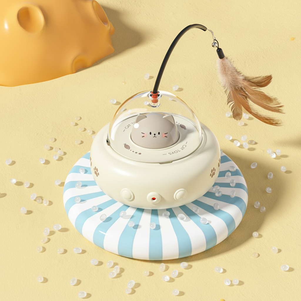 Automatic Laser Cat Toy with Feather | Rolling UFO Design, 2 Colors