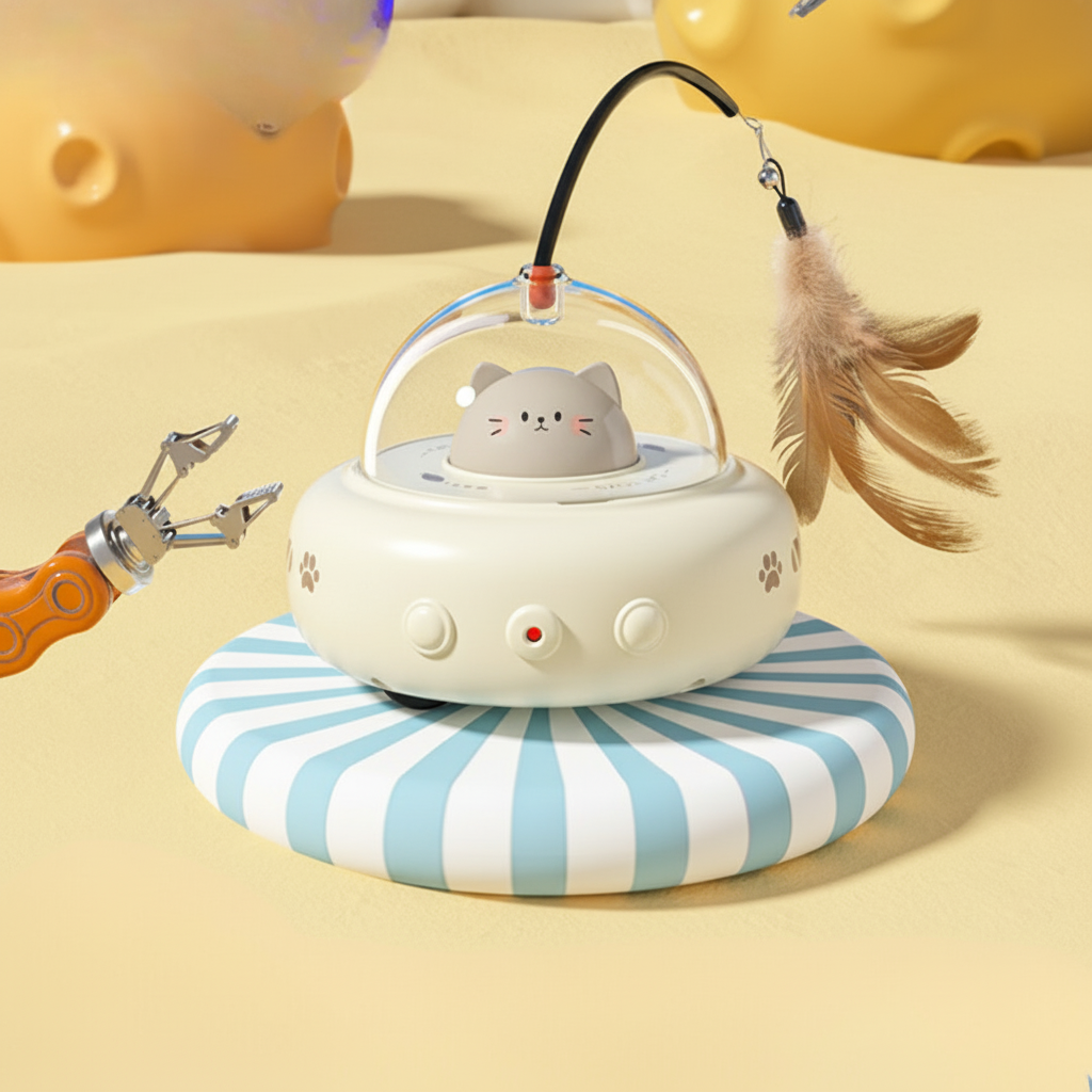 Automatic Laser Cat Toy with Feather | Rolling UFO Design, 2 Colors