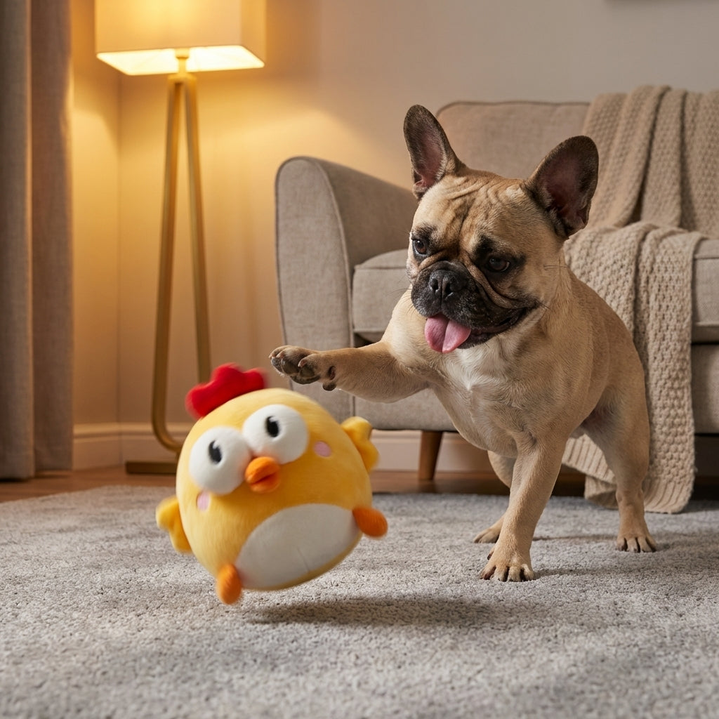 Motion-Activated Bouncing Chicken Toy for Dogs | USB Rechargeable