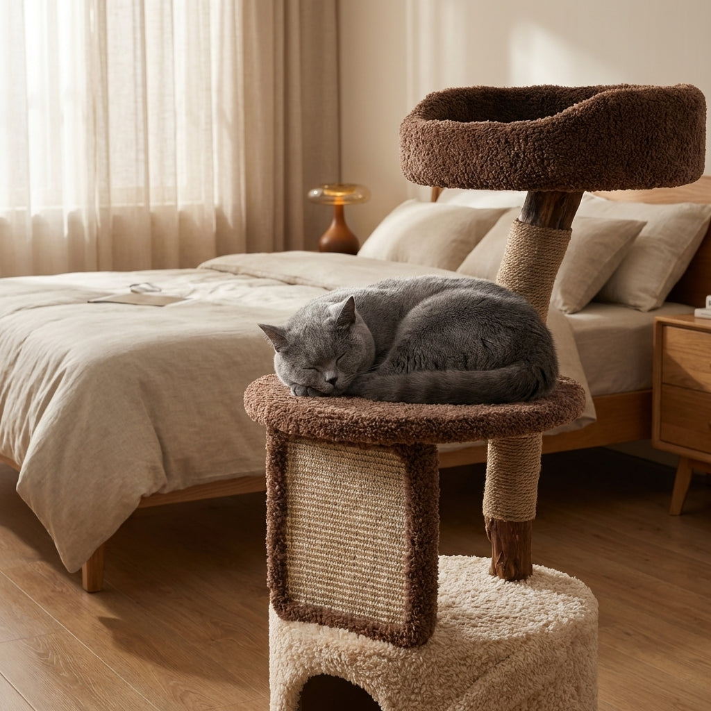 Multi-Level Cat Tree with Climbing Platforms & Hideaway | Solid Wood | 3 Sizes