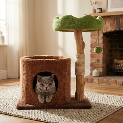 Multi-Level Cat Tree with Scratching Post & Plush Perches | Solid Wood & Sisal