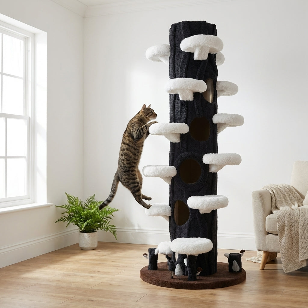 Multi-Level Cat Tree with Scratching Post & Plush Perches | Solid Wood & Sisal