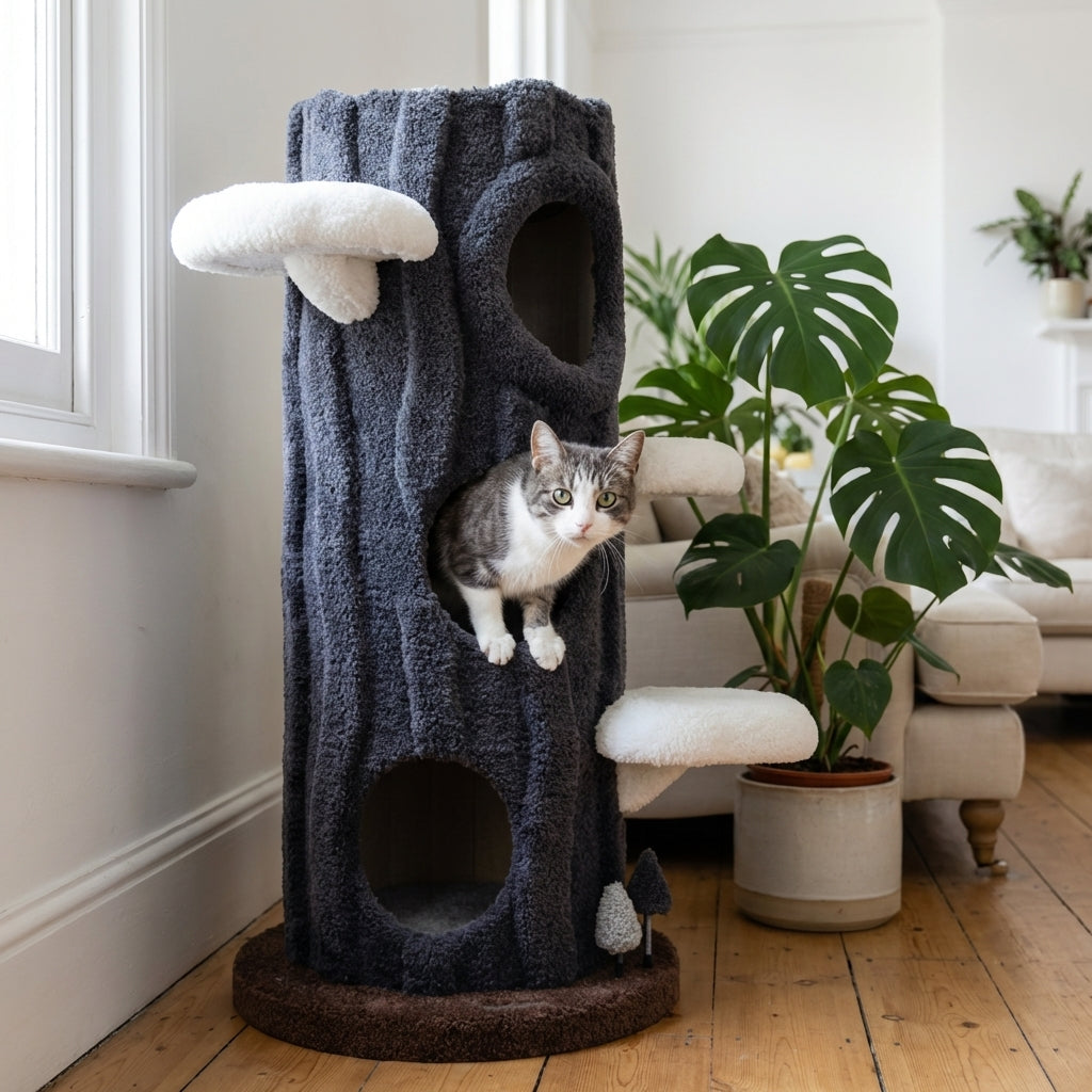 Multi-Level Cat Tree with Scratching Post & Plush Perches | Solid Wood & Sisal
