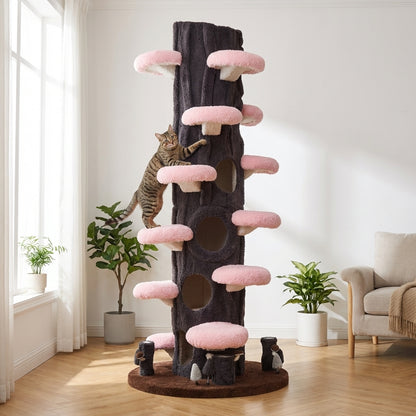 Multi-Level Cat Tree with Scratching Post & Plush Perches | Solid Wood & Sisal
