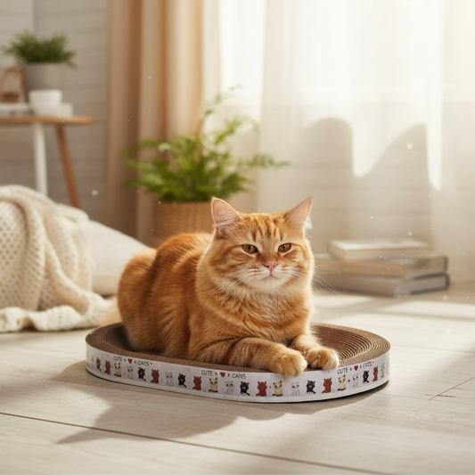 Cardboard Cat Scratcher Bed | Round or Oval Lounger, 4 Styles