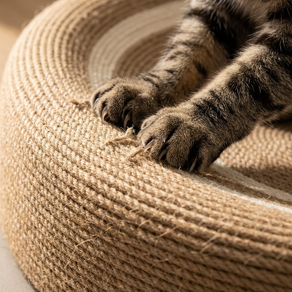 Oval Sisal Scratching Board for Cats | Flat & Wall-Mount | With Toy Ball