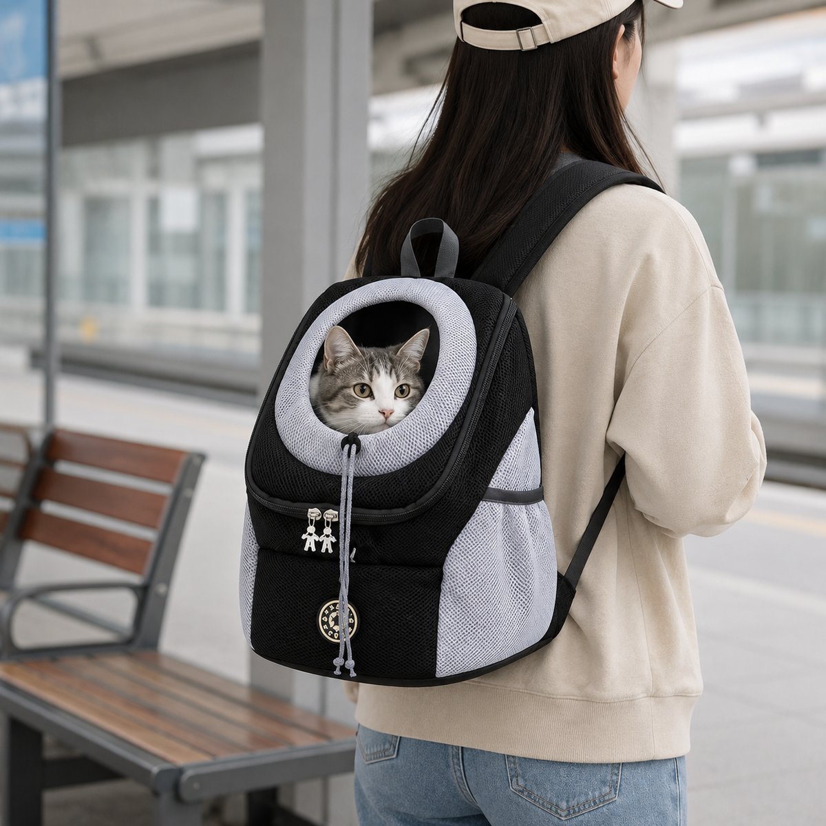 Pet Carrier Backpack, Head-Out | Mesh Sides, Up to 24 lb, 3 Sizes
