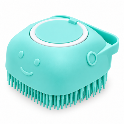 Dog Bath Brush with Shampoo Dispenser | Soft Bristles, Hand Strap