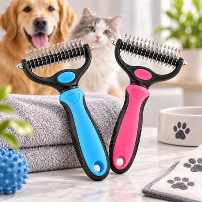 Dematting Comb for Dogs and Cats | Dual-Sided Undercoat Rake, 2 Sizes