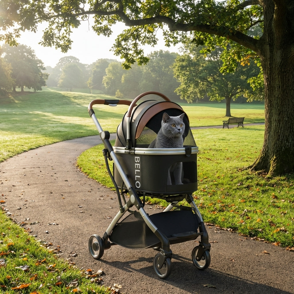 Pet Stroller with Detachable Carrier | Alloy Frame, Waterproof | Up to 15 kg