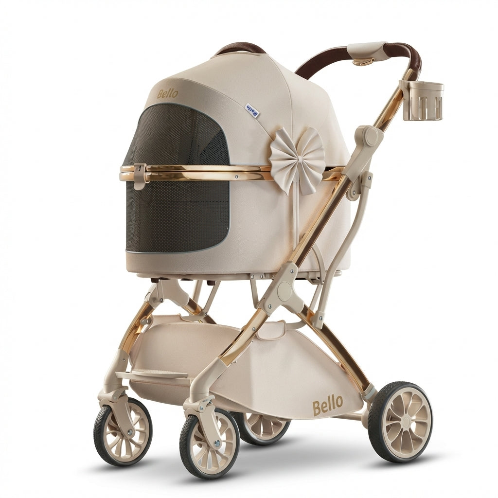 Pet Stroller with Detachable Carrier | Alloy Frame, Waterproof | Up to 15 kg