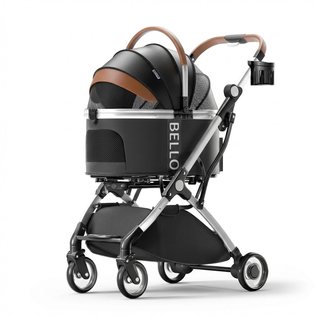 Pet Stroller with Detachable Carrier | Alloy Frame, Waterproof | Up to 15 kg