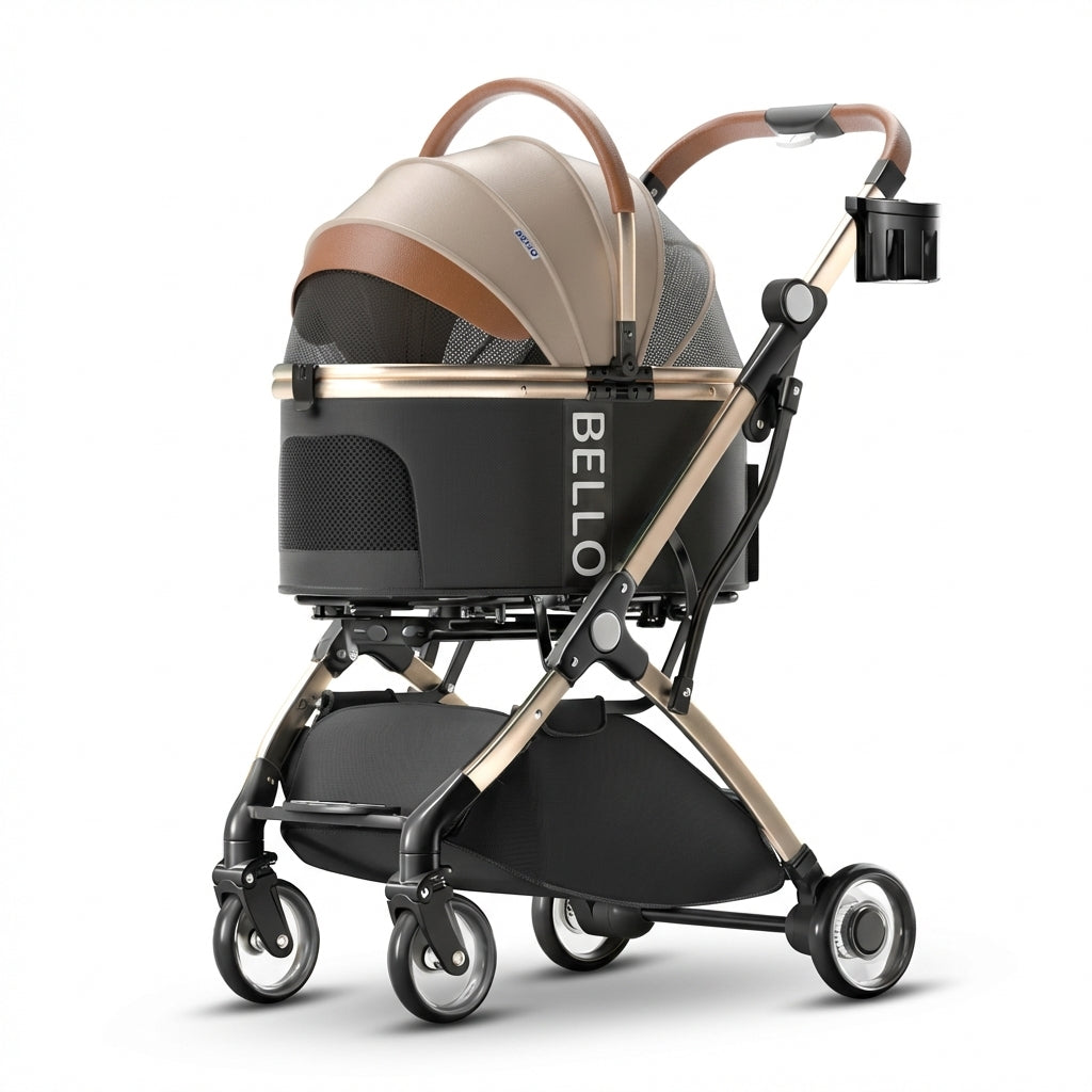 Pet Stroller with Detachable Carrier | Alloy Frame, Waterproof | Up to 15 kg