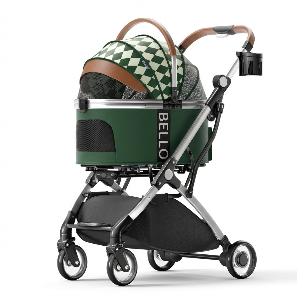 Pet Stroller with Detachable Carrier | Alloy Frame, Waterproof | Up to 15 kg