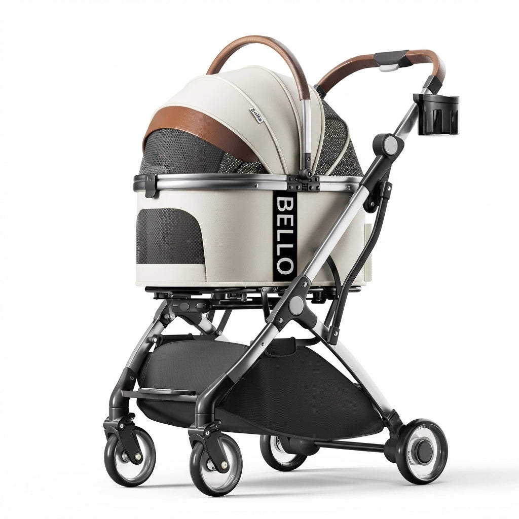 Pet Stroller with Detachable Carrier | Alloy Frame, Waterproof | Up to 15 kg