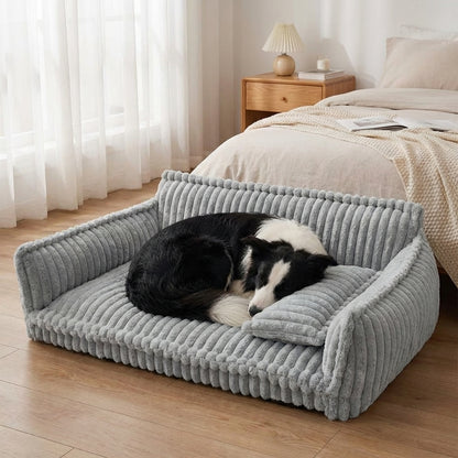 Plush Sofa-Style Dog Bed with Raised Sides & Removable Cover | S / M / L / XL