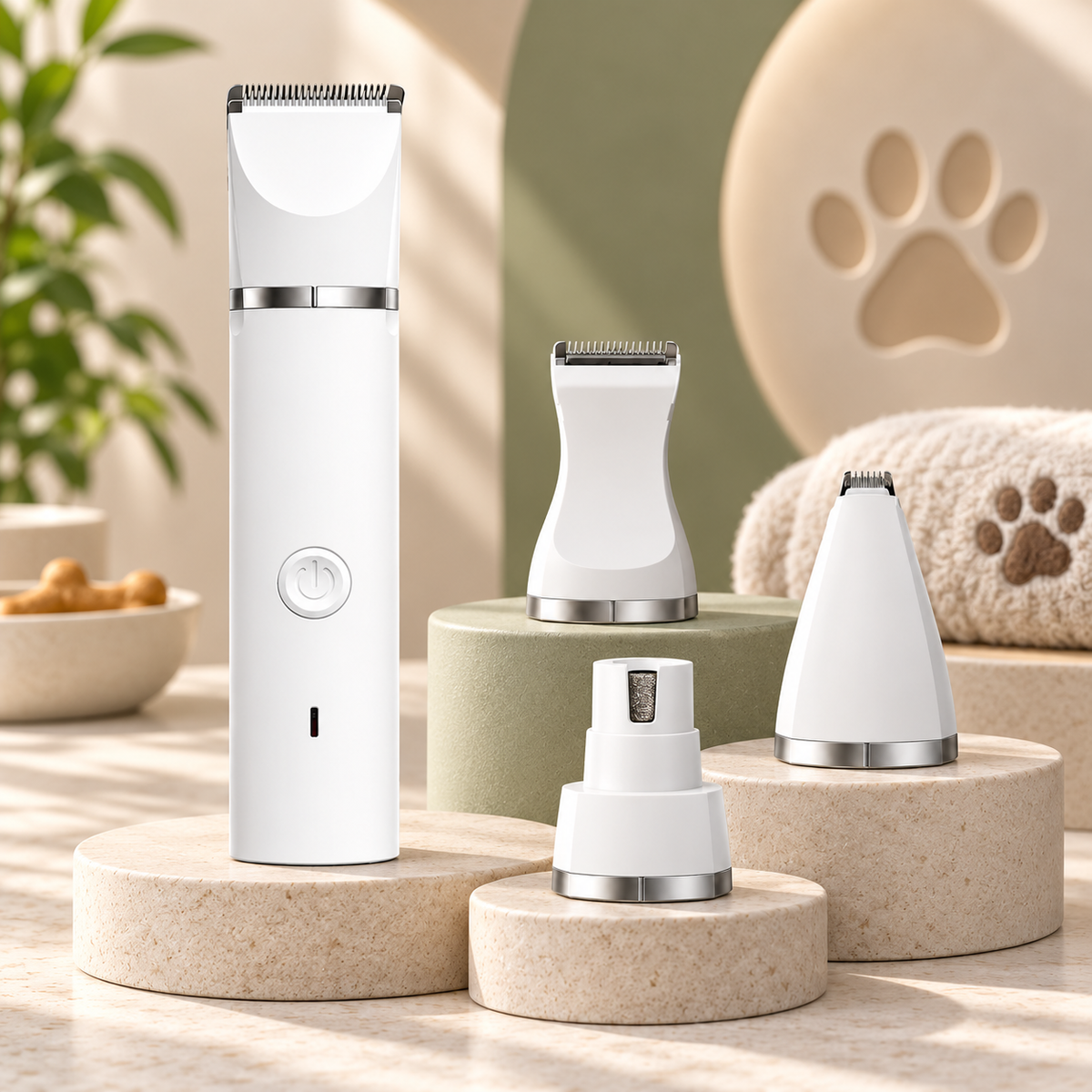 Pet Grooming Kit with Clipper and Nail Grinder | 3 Heads, USB Rechargeable