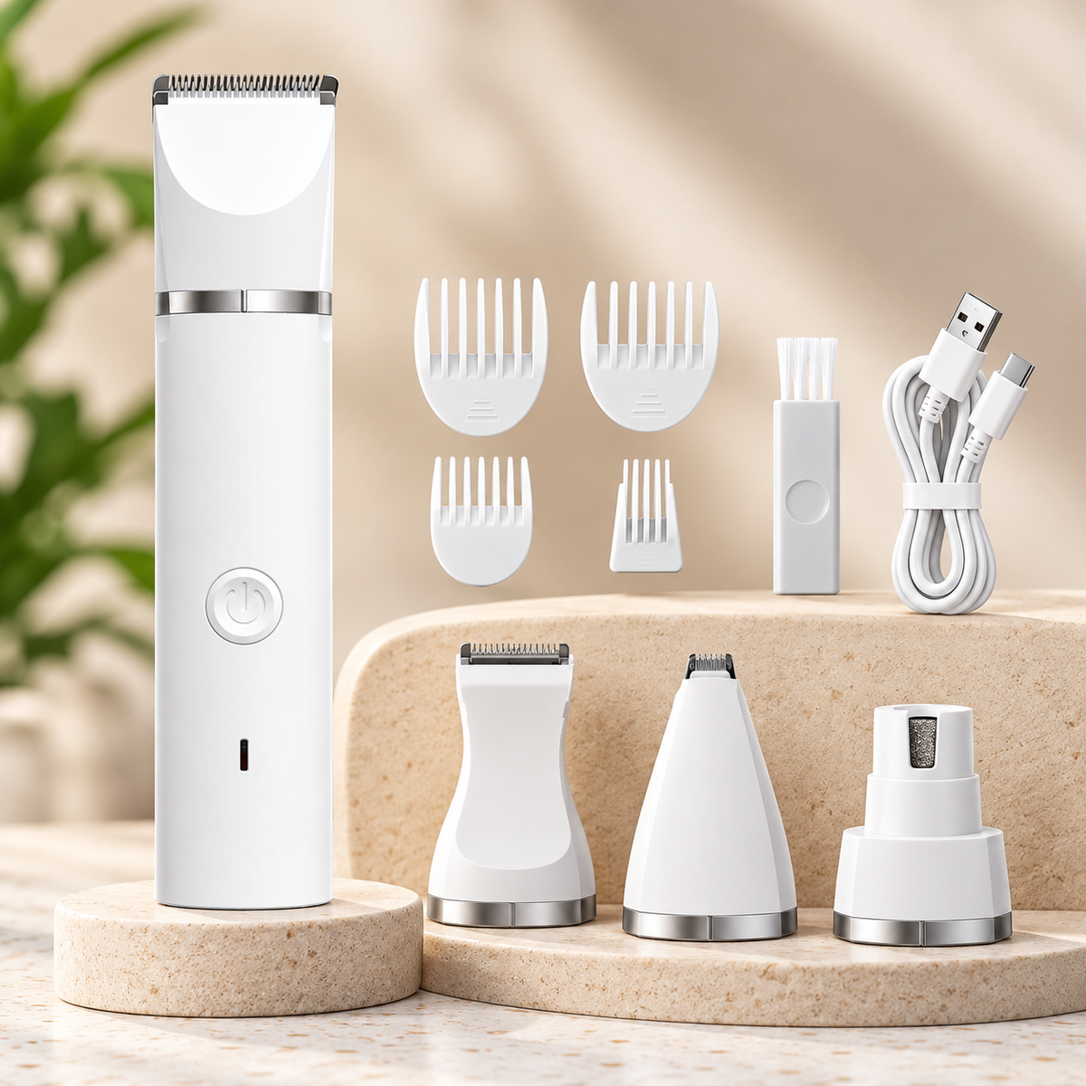 Pet Grooming Kit with Clipper and Nail Grinder | 3 Heads, USB Rechargeable