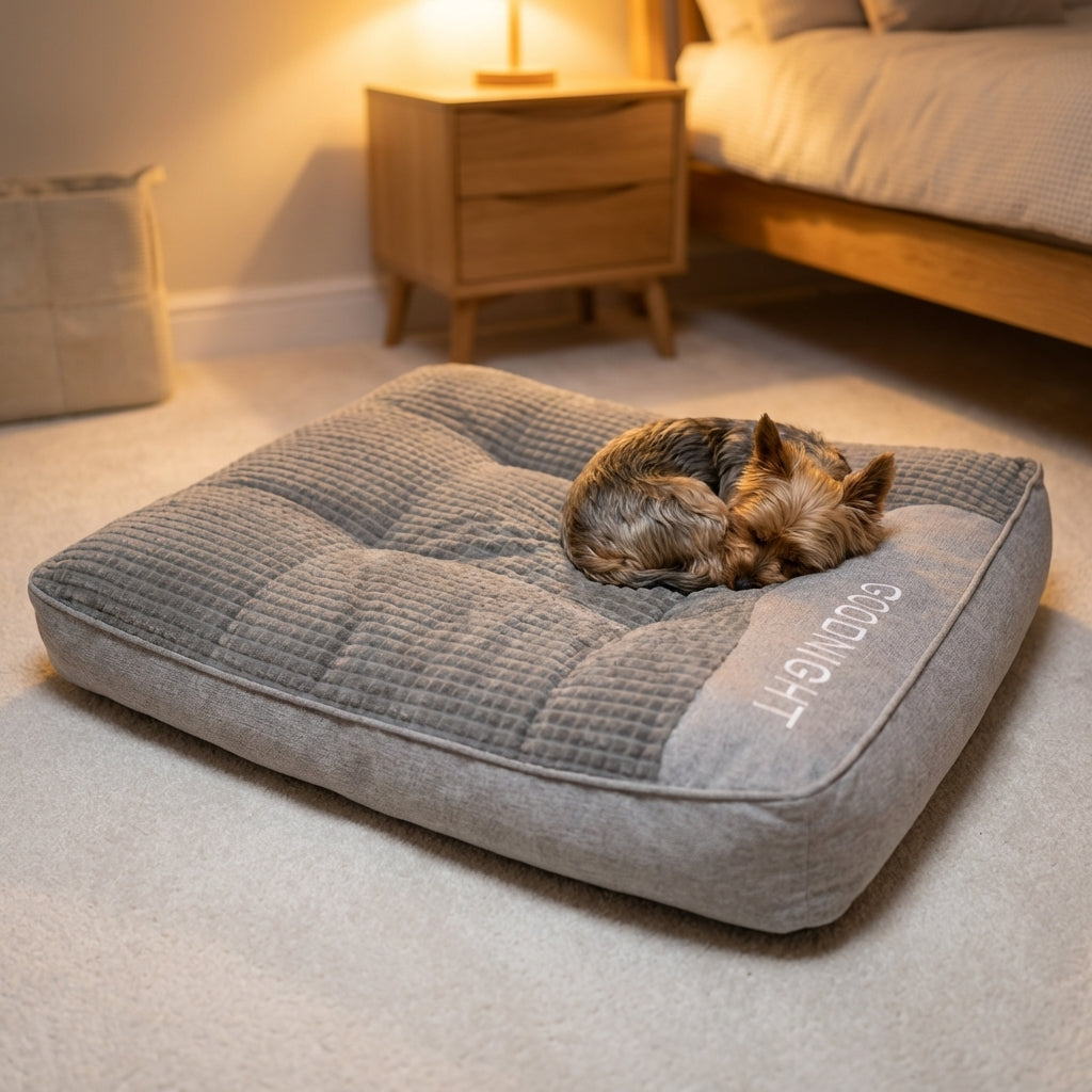 Quilted Foam Dog Cushion Bed | Raised Bolster Sides | Anti-Slip Base