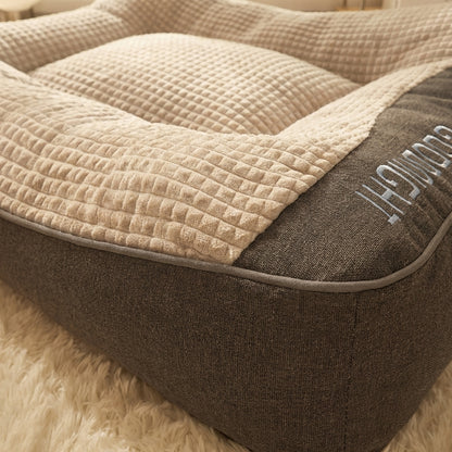 Quilted Foam Dog Cushion Bed | Raised Bolster Sides | Anti-Slip Base