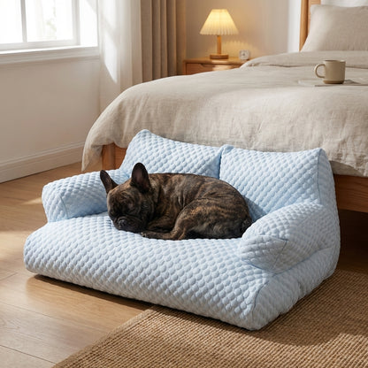 Quilted Ice Silk Dog Sofa Bed with Raised Sides | Cooling Fabric | M–XXL
