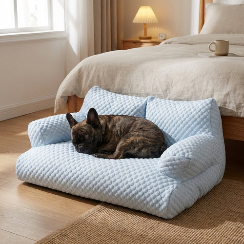 Quilted Ice Silk Dog Sofa Bed with Raised Sides | Cooling Fabric | M–XXL