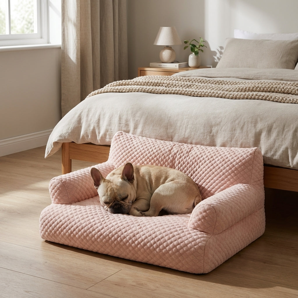 Quilted Ice Silk Dog Sofa Bed with Raised Sides | Cooling Fabric | M–XXL