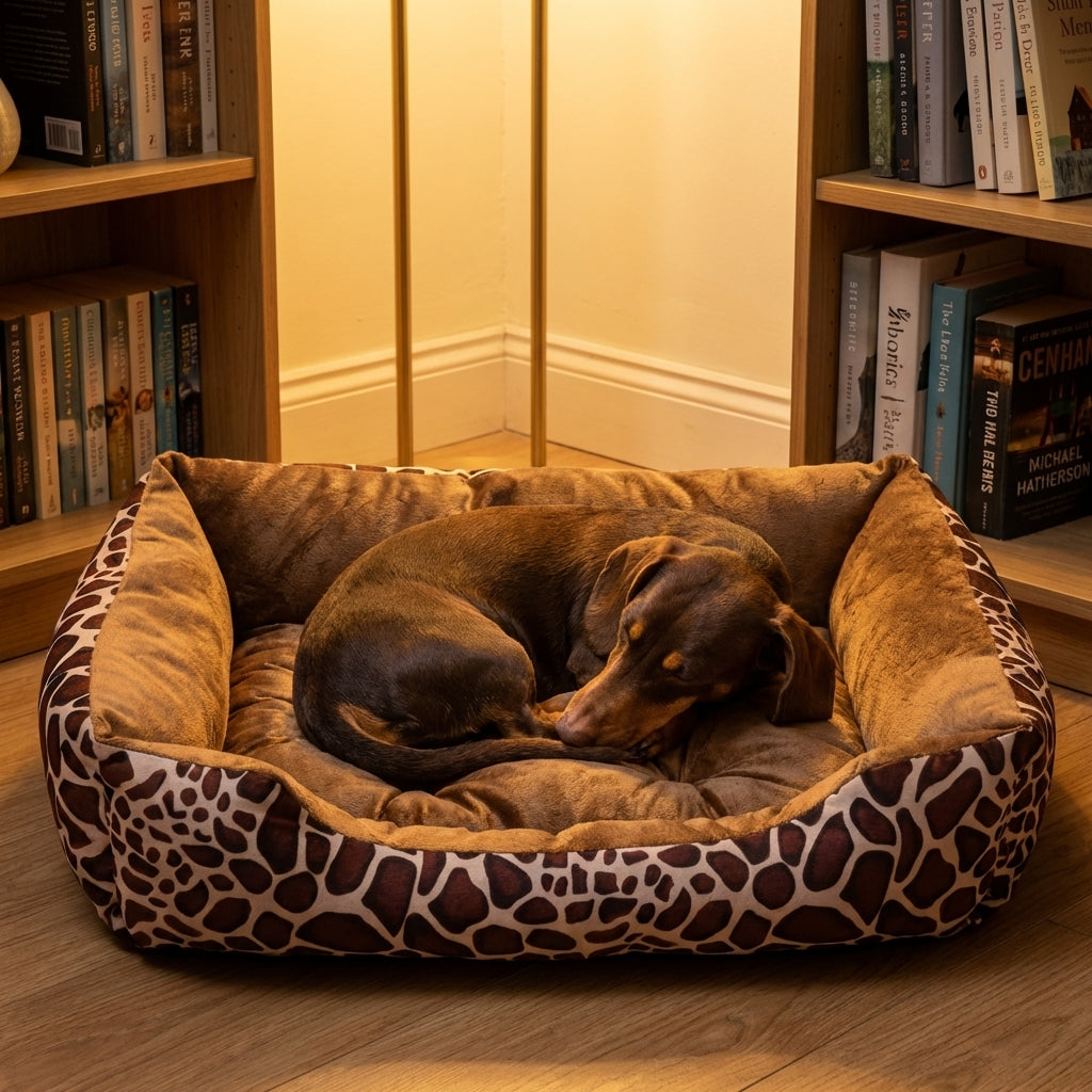 Rectangular Plush Dog & Cat Bed | Non-Slip Base | Machine-Washable Cover