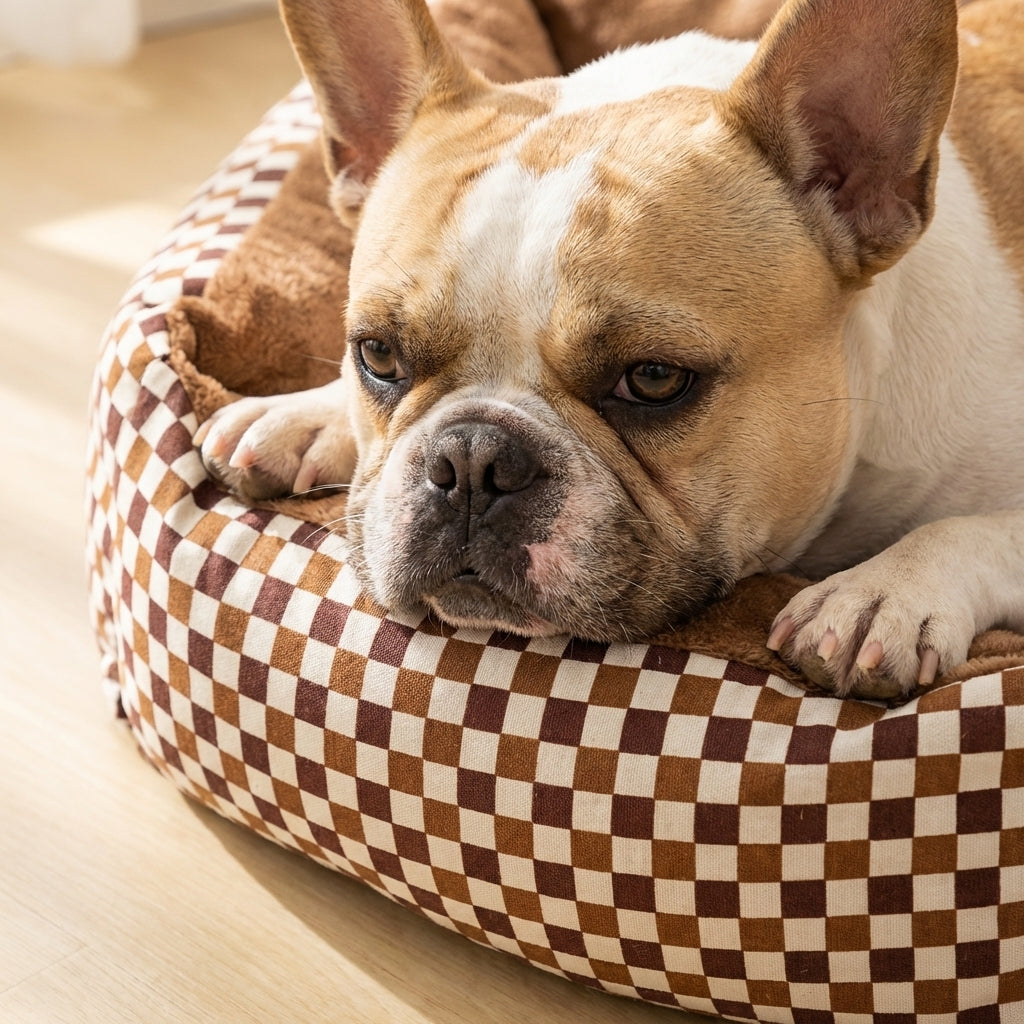 Rectangular Plush Dog & Cat Bed | Non-Slip Base | Machine-Washable Cover