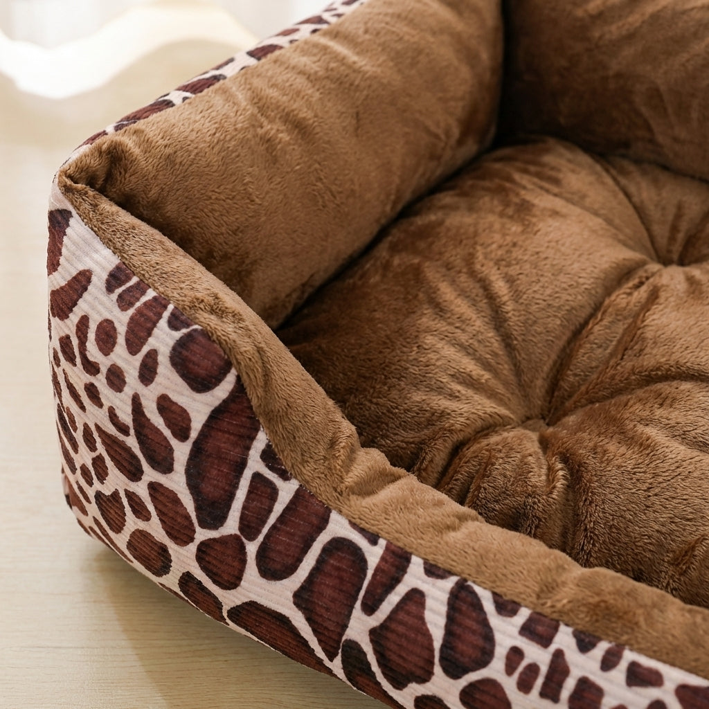 Rectangular Plush Dog & Cat Bed | Non-Slip Base | Machine-Washable Cover