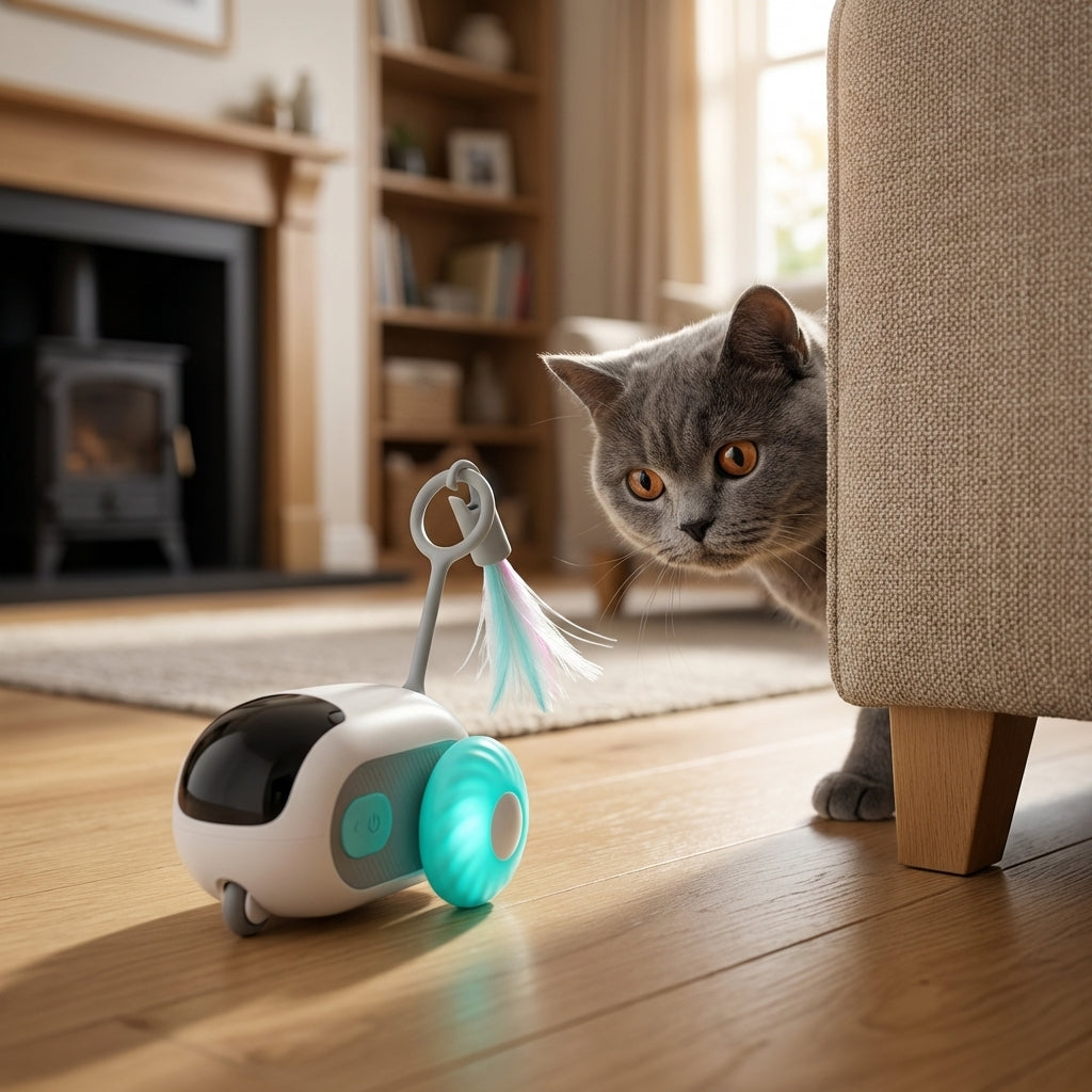 Remote Control Cat Toy with Feather Wand | 2 Play Modes