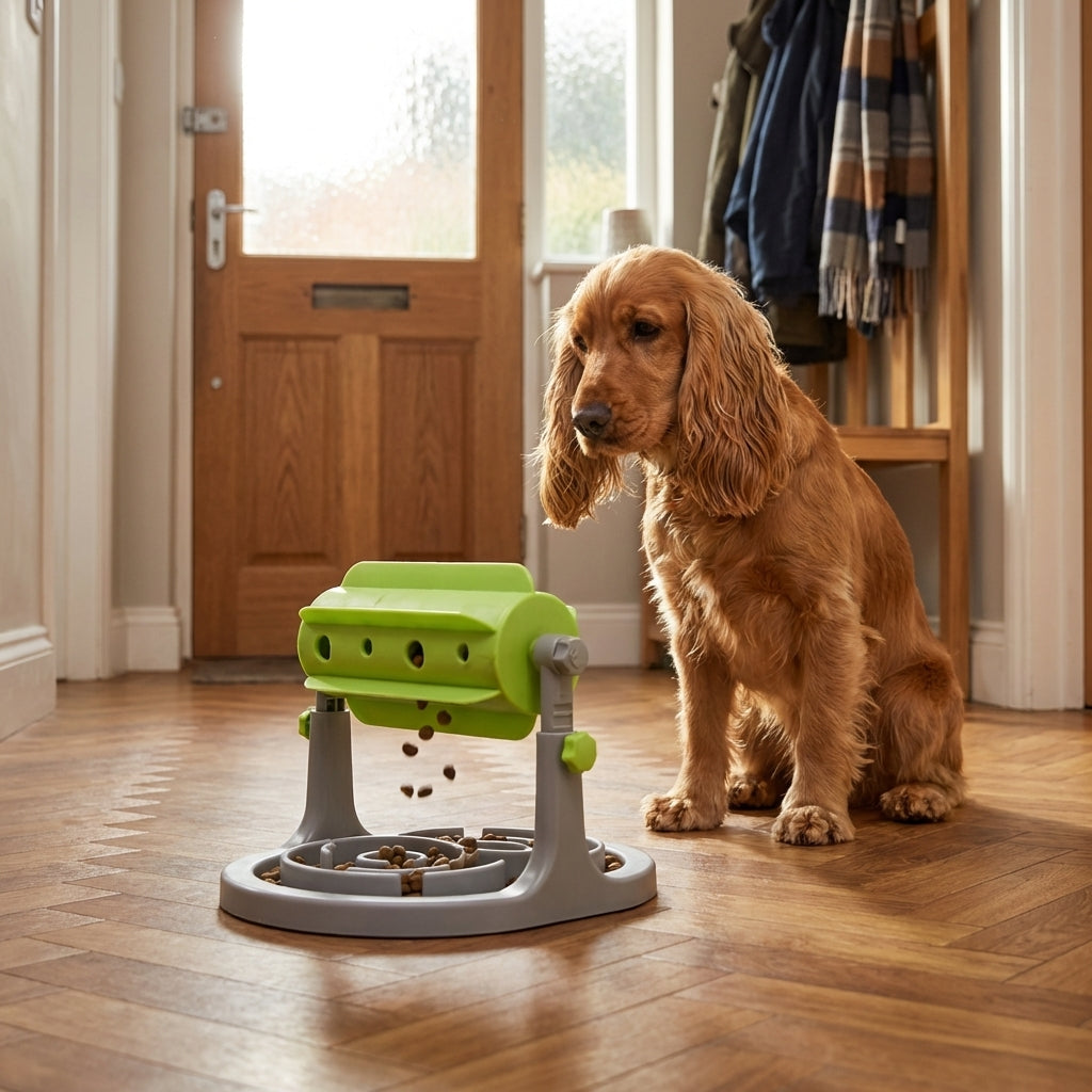 Rotating Slow Feeder for Dogs | Maze Bowl + Spinning Barrel