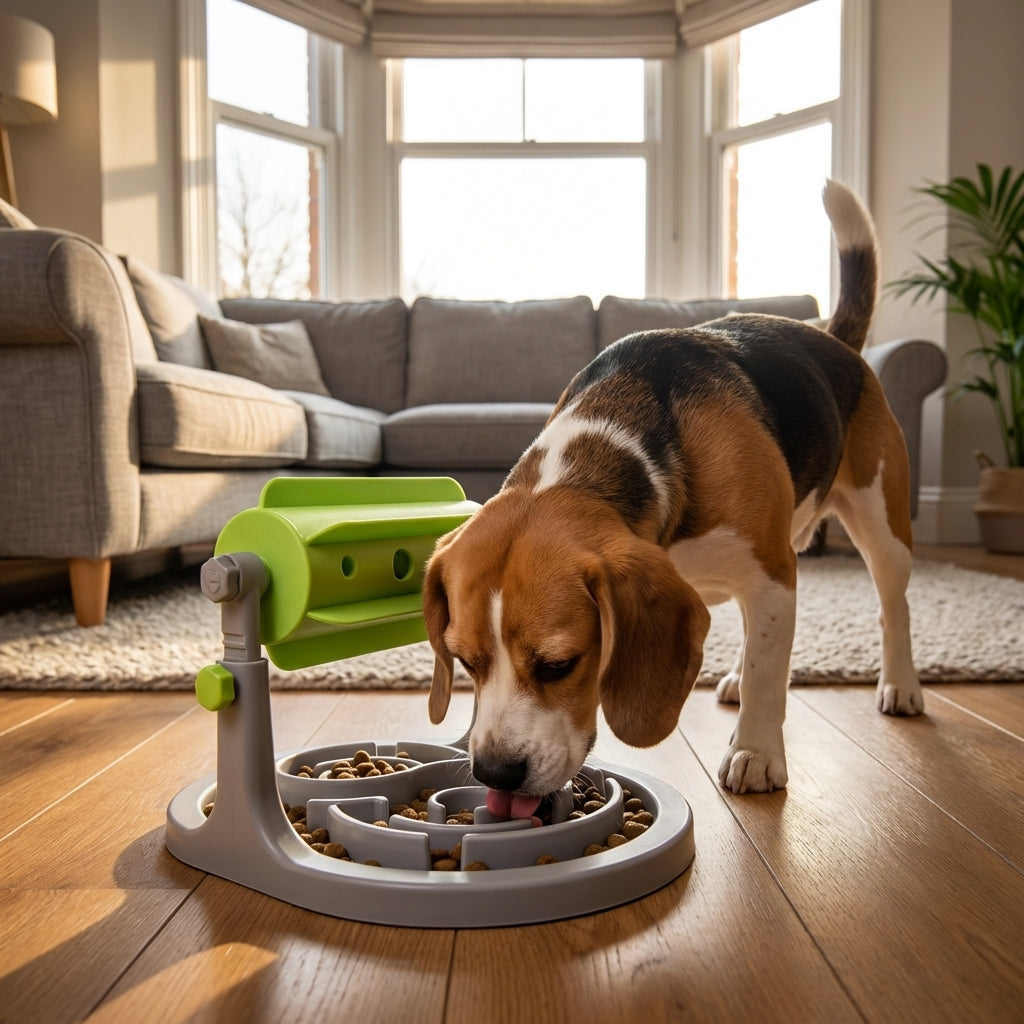 Rotating Slow Feeder for Dogs | Maze Bowl + Spinning Barrel