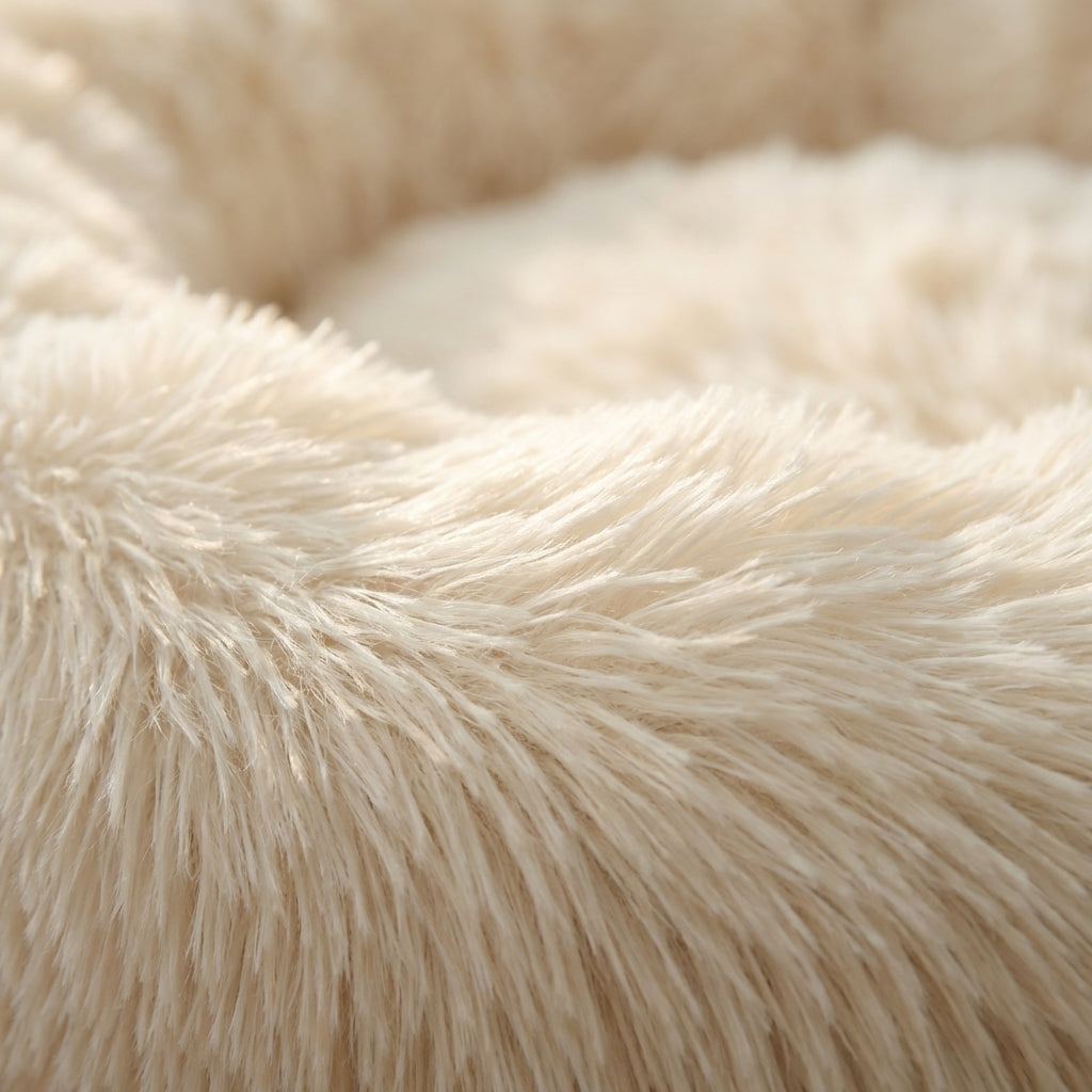 Round Faux Fur Dog Bed with Raised Edges | Removable Cover | XS–4XL