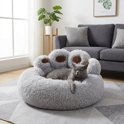 Round Plush Cat Bed with Novelty Character Design | Long Pile | M/L/XL9