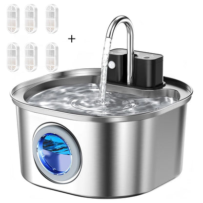 Wireless Cat Water Fountain, Stainless Steel 3.2L, Motion Sensor, Ultra Silent, 4200mAh Battery, Multi-Layer Filtration